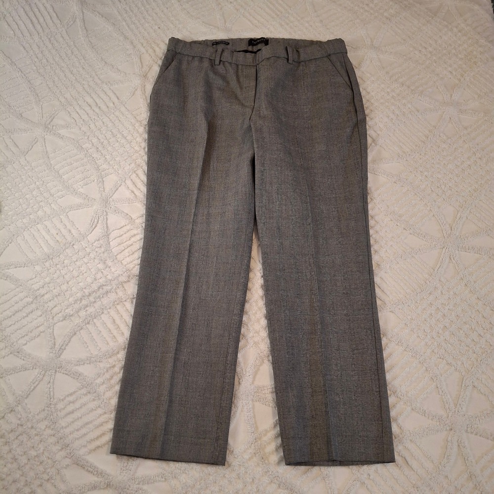 Talbots Women 14P Cambridge Pant Grey Glen Plaid Straight Leg Stretch Trouser